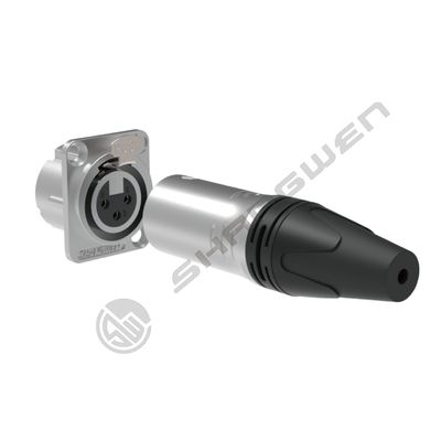 10A Rated Silver-Plated Female 3-Pin XLR Connector Waterproof Copper Contacts Factory DMX Thread Coupling Shell for Power