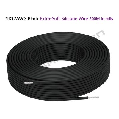 Power Cord 12 AWG Silicone Wire 12 Gauge Wire Flexible Silicone Wire 12AWG Black Stranded Copper Electric Wire 12awg