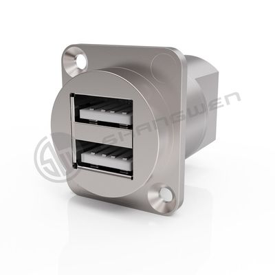 Ip65 Αδιάβροχο USB Connector Panel Mount Double Port 4 Pin Data Cable Connector