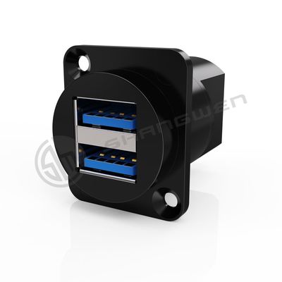 Διπλή πύλη πίνακα Mount Connector Αδιάβροχο 9 Pin προστατευμένο USB Connector
