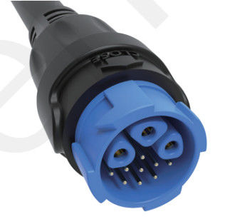 M19 Σύνδεσμος 12pin Μπλε 20A Solder Overmolded Aluminium Alloy Shell Νάιλον IP67