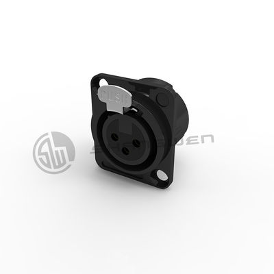 Εξωτερική πρίζα D-Size 3 Pin Xlr Connector 3PIN Γυναικεία πρίζα για IP65 Μαύρη εξωτερική πρίζα για τοποθέτηση 3PIN XlR Connector