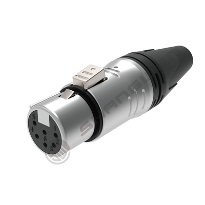 6-Pin XLR Audio Video Συνδετήρες Εσωτερικού Χώρου Προστατευμένοι 6-Πόλοι Θηλυκός Αρσενικός Βύσμα σε Μαύρο Ασημί με Ονομαστικό Ρεύμα 7.5A
