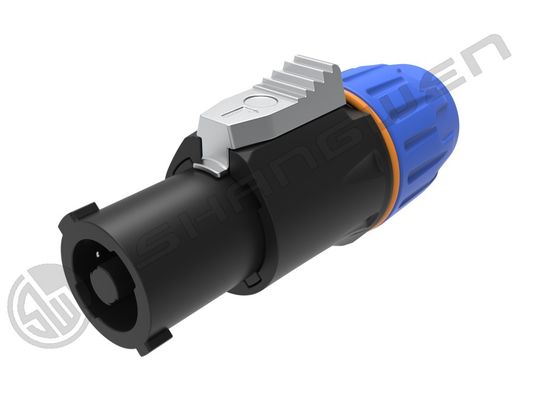 IP65 4-Pin Female Speaker Connector Glass Reinforced Alloy Nylon Housing with 3P Male for 6-15mm Cable Copper Rated Current 30A