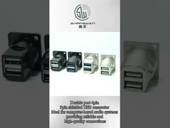 Διπλή πύλη πίνακα Mount Connector Αδιάβροχο 9 Pin προστατευμένο USB Connector